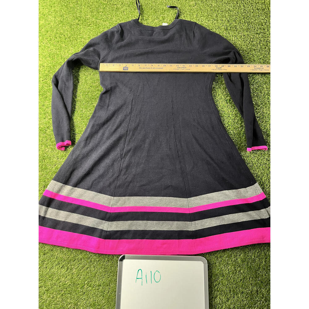 J. howard Black Knit Dress‎ with Pink and Gray Stripes, Size Large